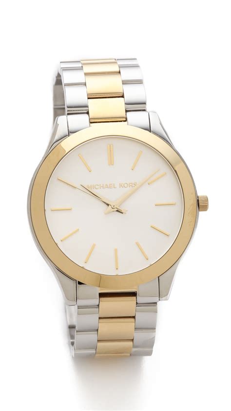 michael kors slim runway watch gold silver|Michael Kors black runway watch.